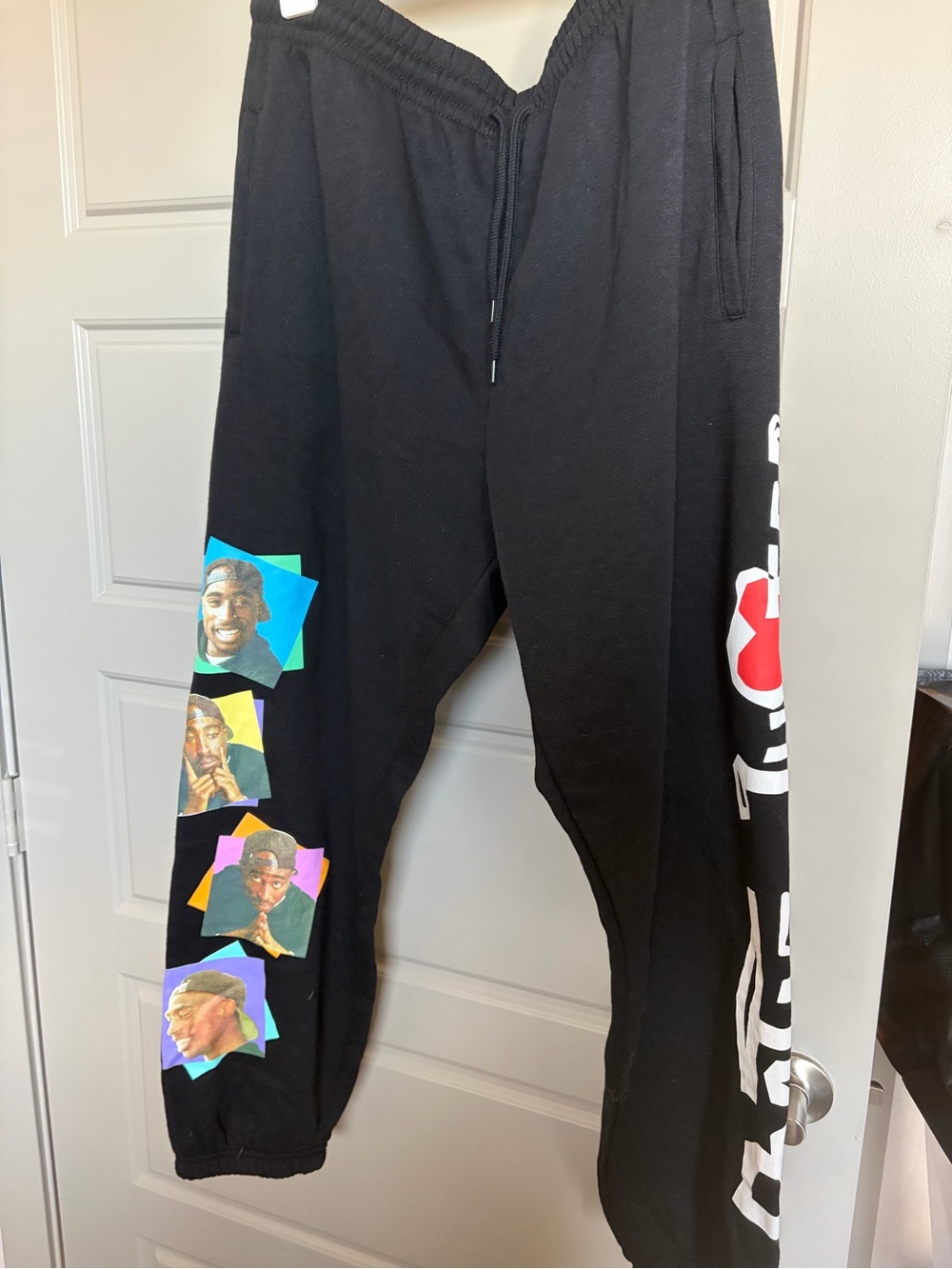 Tupac poetic justice Graphic Sweatpants with Colorful Portrait Panels